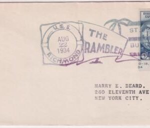 US U.S.S. Richmond 735a Fancy Cancel Cover , The Rambler, Palm tree