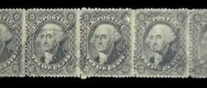 US Classics 36 Strip of 5, Po91-5R1 Left stump missing Perf Used F-VF