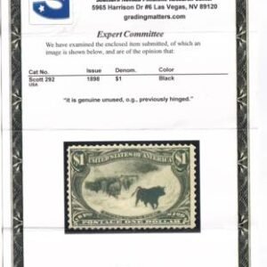 US Early commemoratives 292 Fresh - Brilliant Impression PSE Cert. Hinged F-VF