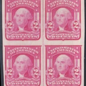 US Bureau and Regular Issues 320 Block of 4 with Vertical Line, carmine rose shade Mint VF