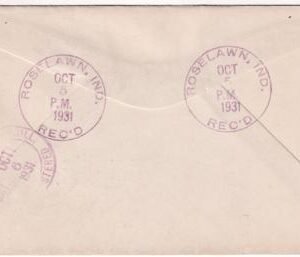 US Indiana, Roselawn 490, 510, 558 Fancy Cancel Cover, Purple Rose