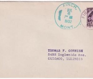 US Montana, Finch 708 Fancy Cancel Cover, First 3c rate Cancel
