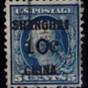 US Shanghai Overprint K5 F+ USED thin spot