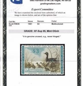 US Federal Duck Stamps # RW28 New PSE 98 Cert