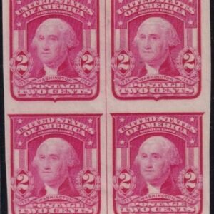 US Bureau and Regular Issues #320c Mint Hinged VF-XF Block of 4 with Vertical Line carmine rose shade Cat Value $300