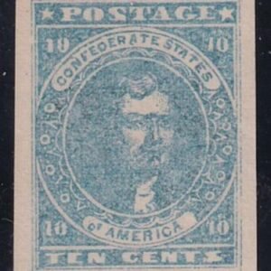 US Confederate States of America #2a Mint LH XF Light Blue, Paterson Printing , Pristine, Fresh OG, Barely Hinged PFC For pair Beautiful SMQ $575