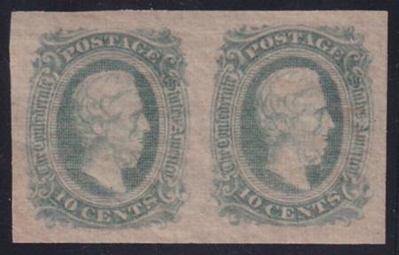 INV-30287itExt_763e0948-b982-4310-bde0-ae64d5b92ba3 US Confederate States of America #11a Mint LH Superb, Milky Blur Pair with the right Stamp a superb Jumbo PF Cert est SMQ $300