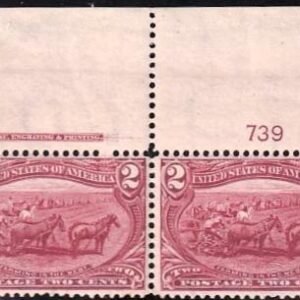 US Early Commemoratives #286 Mint Hinged VF Well-Centered top Plate numbver strip Cat Value $60