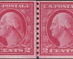 US George Washington and Ben Franklin #453 Mint F-VF Line pair, Left NH, Right Thin speck LH Crow Cert. Left Stamp NH VF 85 Jumbo SMQ450  Cat Value for lot 675