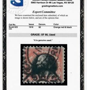 US George Washington and Ben Franklin #523 Used XF New PSE 90 Cert SMQ $400