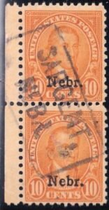 US Modern After 547 #679 Used F-VF Margin Pair Bold "Sargent NEBR" boxed cancel Cat Value $45