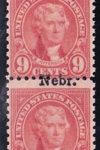 US Errors #678 Mint, NH Pair Ovpt shifted very high!