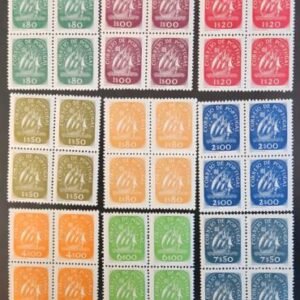 Portugal #702-710  NH VF Caravel, complete in blocks of 4 , 1x #709 with gum strip Cat Value  $1700