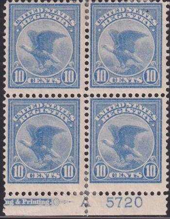 INV-30372itExt_dff469c4-f45e-405f-a1b4-522a9b95da91 US Misc Back-of-the-book #F1 MINT F - VF Block of 4 with Plate # Cat Value $375