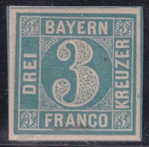 German States - Bavaria #2 MINT XF  2 OG, hinged Cat Value  $60