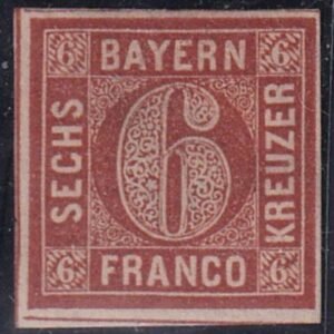 German States - Bavaria #5 MINT VF Hinged with shallow thin OG  Cat Value  $50