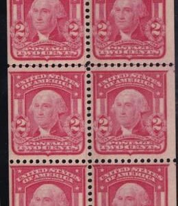 US Bureau and Regular Issues #319p MINT VF Scarlet booklet pane fresh strong wide cut well centered for this  Cat Value  $270