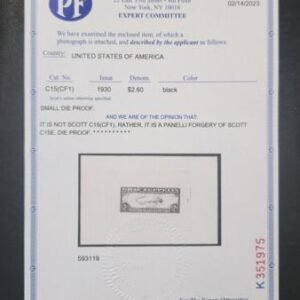 US Airmails #C15(CF1) MINT XF Large die proof in black, Panelli forgery