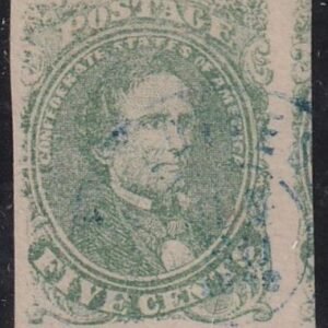 US Confederates #1 USED VF - XF Dark Green, 4 margins
