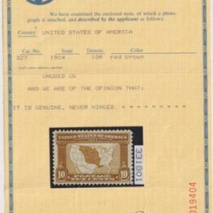 US Early Commemoratives #327 MINT NH XF-SUP-95 Dual Certs:  Cat Value  $2250