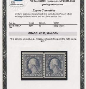 US Washington - Franklin #394 MINT NH XF 90 PSE graded cert Cat Value  $750