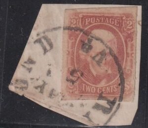 US Confederates #8 USED F - VF 4 margin, close at right on piece with richmond VA cancel Cat Value  $350