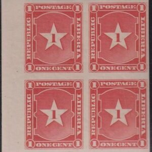 Liberia #33var MINT HINGED imperf margin block