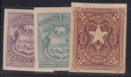 INV-30746itExt Liberia #36, 41, 43, 46, 48 MINT HINGED imperf values from set - scarce