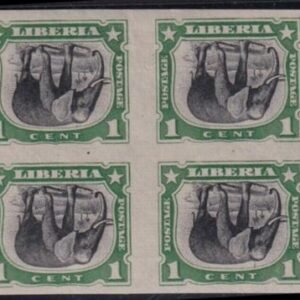 Liberia #101a+b MINT HINGED block inverted center & imperf Cat Value  $440