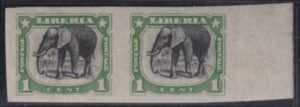 Liberia #101b MINT HINGED imperf Margin pair Cat Value  $13.50