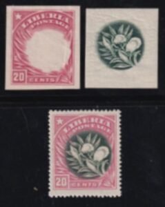 Liberia #120var MINT  production proofs with issued stamp. Wrinkles on frame proof