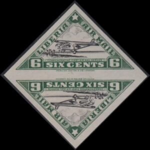 Liberia #C3F var MINT No Gum Imperf pair