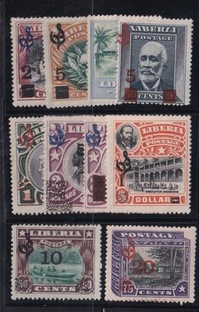 INV-30896itExt Liberia #O76-85 MINT HINGED difficult set - fresh Cat Value $138.90