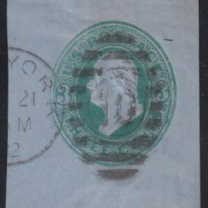 US Postal Stationery and Cut Squares #U170 Used  VF - XF 38x42 mm with partial NY "10" FNQE PFC HS Cert Cat Value: $2750