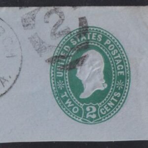 US Postal Stationery and Cut Squares #U308 Used  XF FC part Fredericksburg, VA "2" duplex. PF cert. Cat Value: $4250