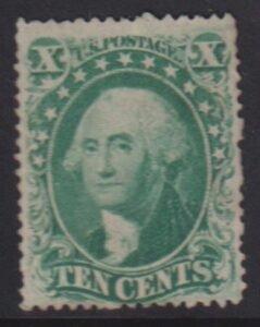 US Classics #33 Mint NG F Sound. Cert mentions a few natural blind perfs, very fresh for this scarce unused stampCat Value: $2000