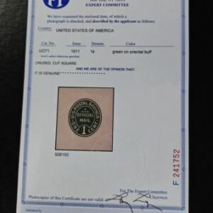 US Postal Stationery and Cut Squares #UO71   SUPERB Jumbo 42x47 mm Cat Value: $175