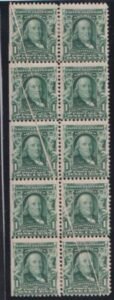 US Bureau and Regular Issues #300 Mint NH  Single set left vertical block of 10 with multiple perprinting paper creases