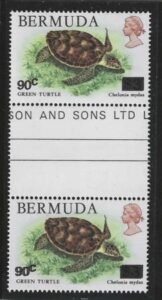 Bermuda 509 var.  VF Mint NH Double Surcharge error gutter pair. cv $220 ++