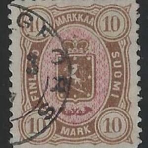 Finland 37 VF Used Large Purple Handstamp on Reverse cv $750