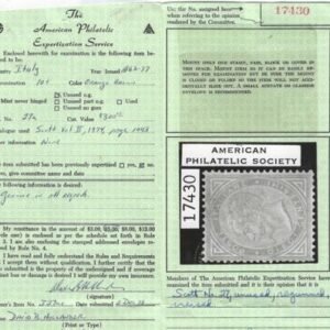 Italy 27 F-VF Mint with Cert Regummed + crease cv NG $340