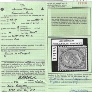 Italy 26 Mint regummed Cert LL perf fault cv NG $225