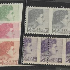 Sweden 5 Colors, perf Vars .  Mint NH Test stamps - engraved by Ewert