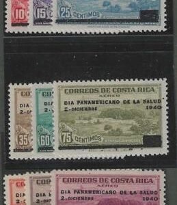Costa Rica C46-54  VF Mint Hinged Top 3 values NH cv $199.20