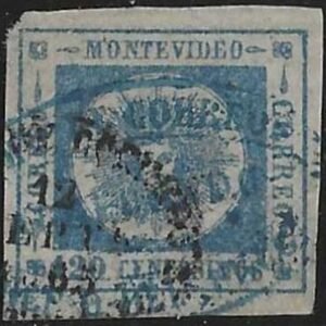 Uruguay 16 F-VF Used Thin margin UL corner cv $25
