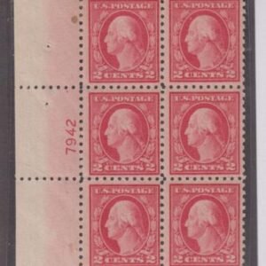 US Washington - Franklin #463 NH F Left Side Plate Block Plate 7942 Plate 7942 is source of 5c carmine error #463 Cat Value: $250