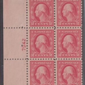 US Washington - Franklin #463 NH F - VF Left Side Plate Block Plate 7942 Plate 7942 is source of 5c carmine error #463 Spot in selvage at upper left Cat Value: $250