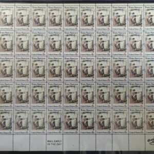 US Modern #1470 NH VF 8c Tom Sawyer pane of 50 Dramatic shift of blue and rose red impressions Extra width allows for part of rose red in right margin