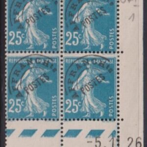 France Precancel #YV56 LH F Precancel/ Corner date block Cat Value: $176/160.00