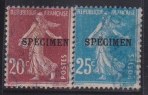 France #YV139-40 Hinged AVE - F overprinted Specimen, cancelled